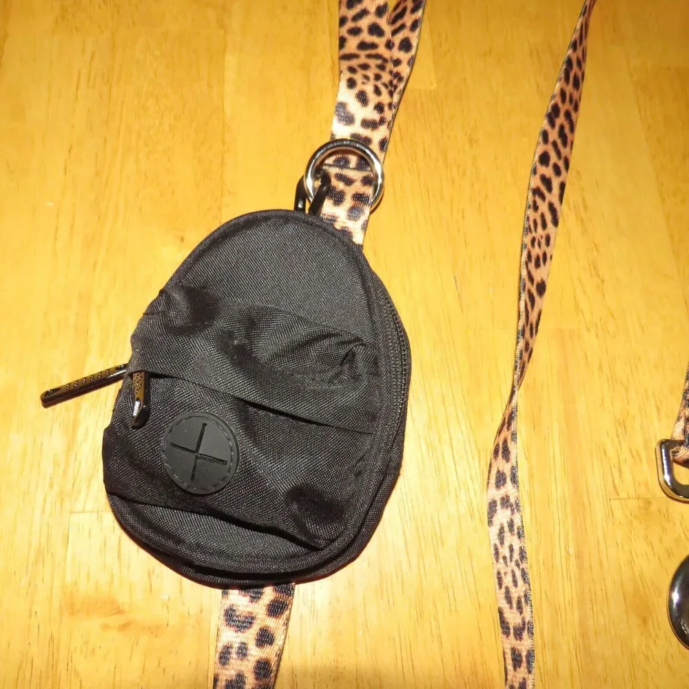 Pootsle Signature Collection Leopard Dog Leash + Mini Backpack Poo Bag Dispenser